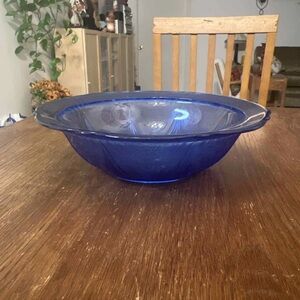 Hazel-Atlas Royal Lace Cobalt Blue Depression Glass 10” Serving Bowl – 1930s